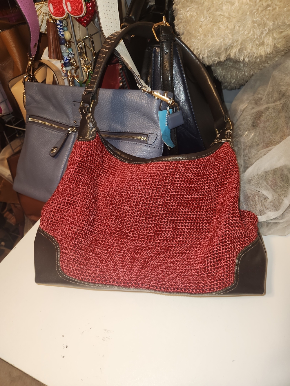 The Sak Red Woven Shoulder Bag